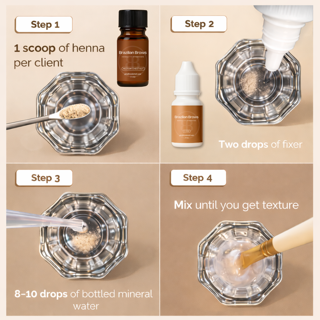 Henna Brow Kit - 3 Colors (±105 clients)